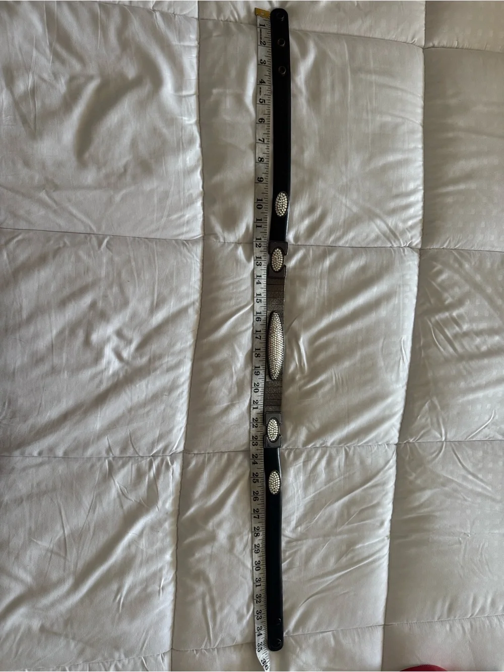 Simons Black leather  Belt with Sparkling Crystal Accents